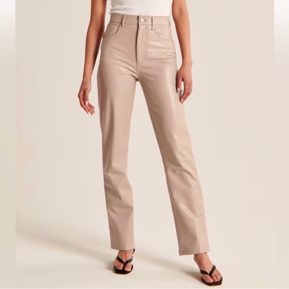 ABERCROMBIE Vegan Leather 90s Straight Ultra High Rise Curve Love Pants Size 28
